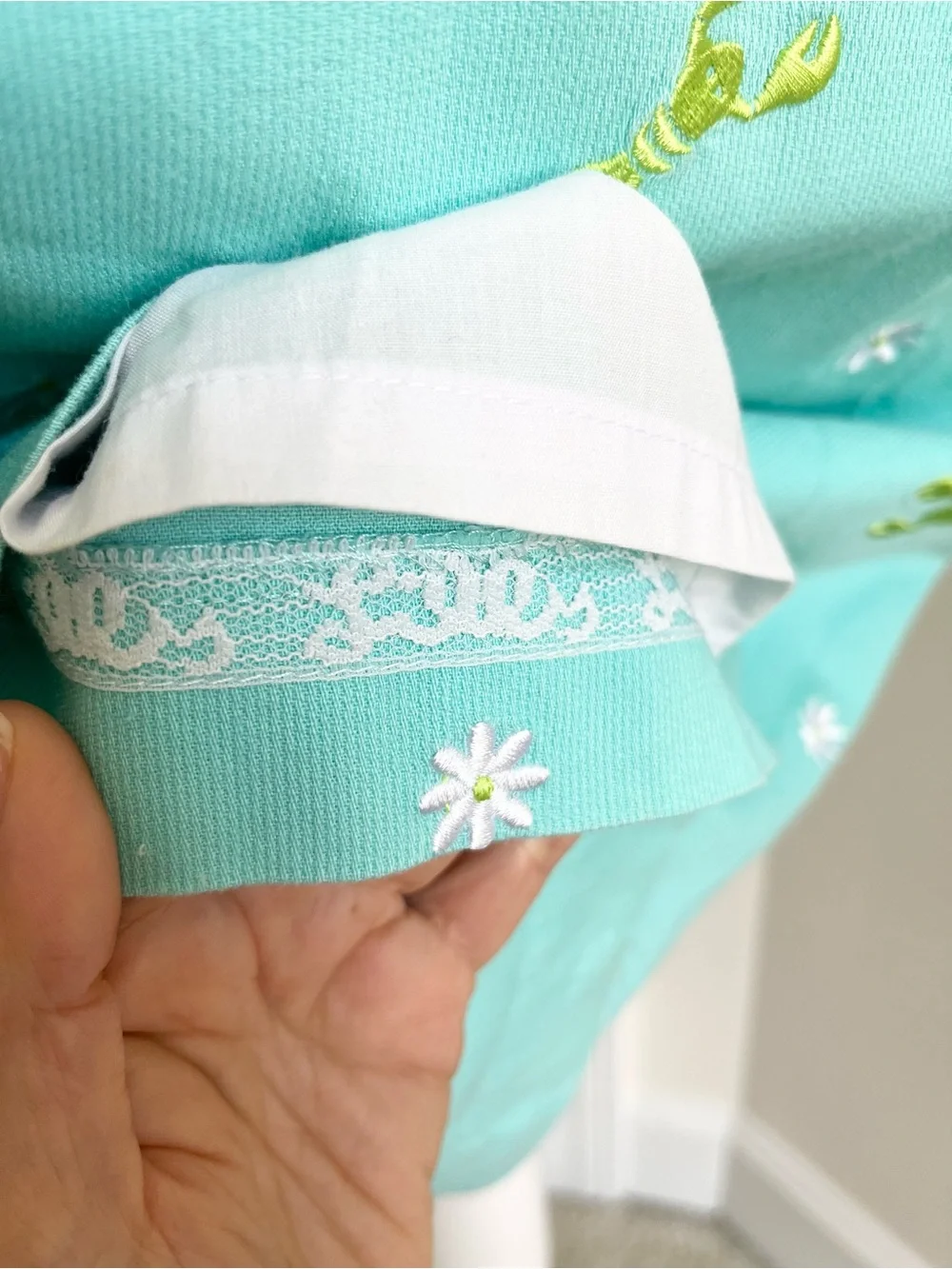 Vintage Lilly Pulitzer White Label Lobster Embroidered Mini Skirt Blue Green 8